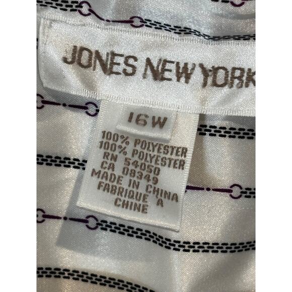 Jones New York Sz 16W Women Classy Looped Stripes Satin Top Old Money Capsule - Picture 2 of 9
